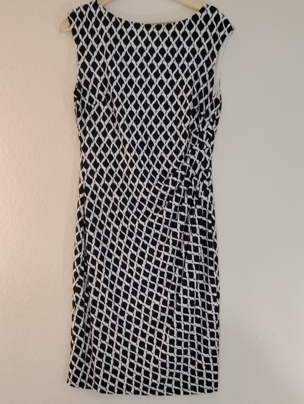 Lauren Ralph Lauren Dark Blue & Cream Geometric Midi Sheath Dress